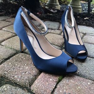 Peep-Toe Pumps with Jeweled Strap